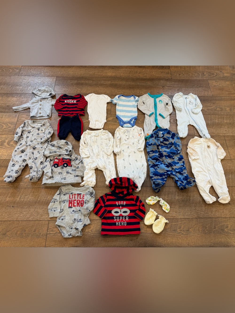 Carter’s Newborn Preemie Baby Boy Clothing Lot 17 Pieces Sleepers Bodysuits